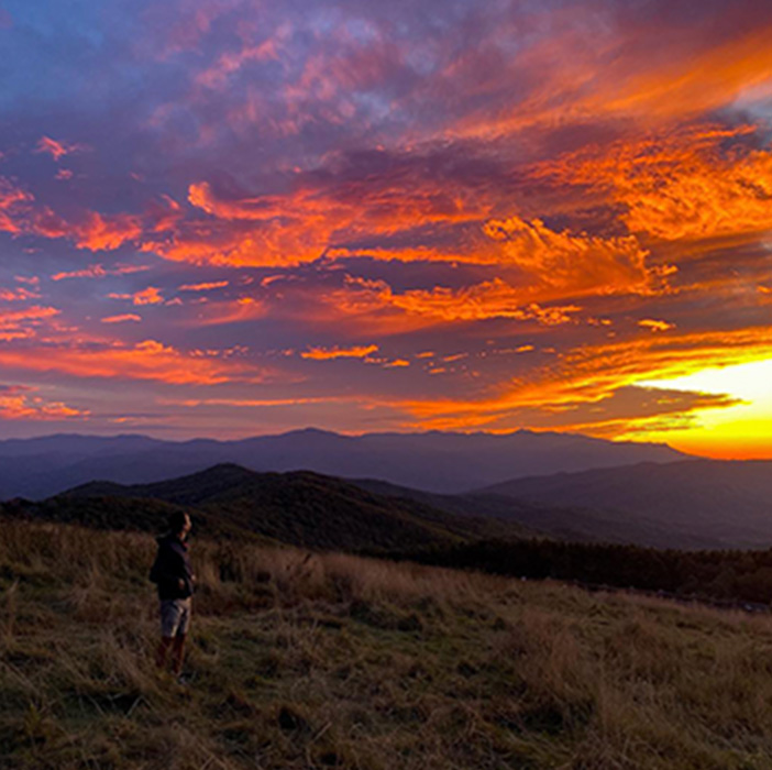 Sunset in the mountains.