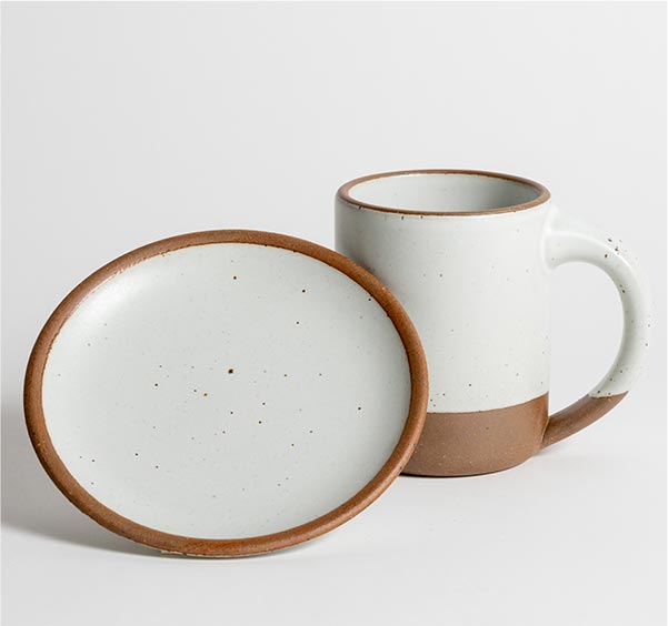A handmade plate and mug.