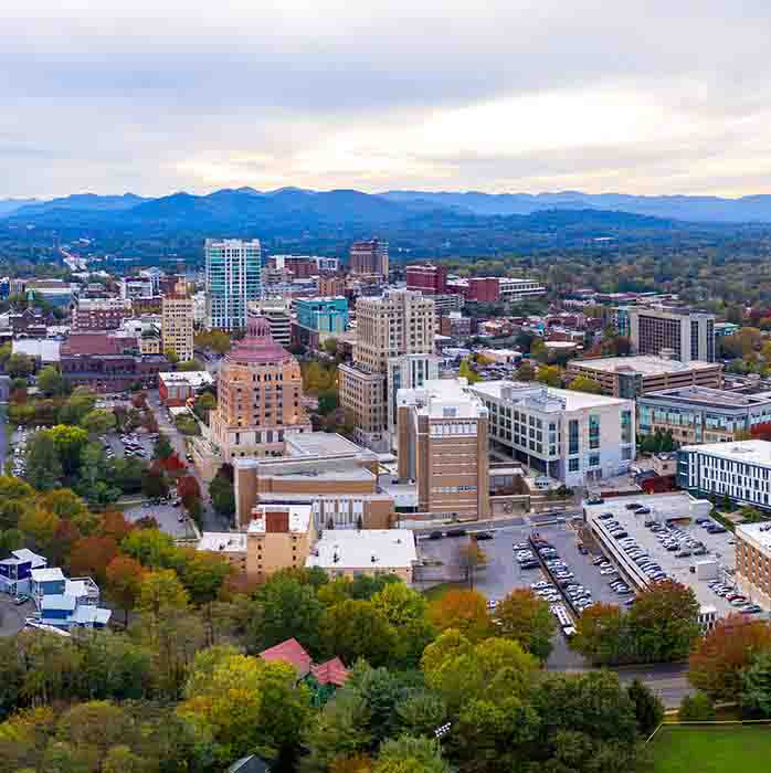 A beautiful shot of a city from above.