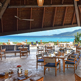 A resort restaurant by the ocean.