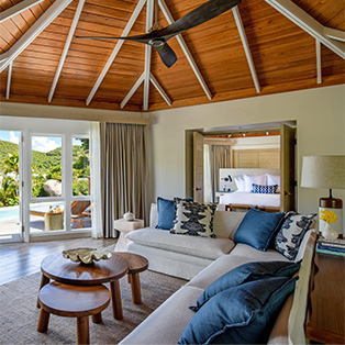 The interior of a beautiful resort room.