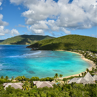 An arial view of an island in the BVI.