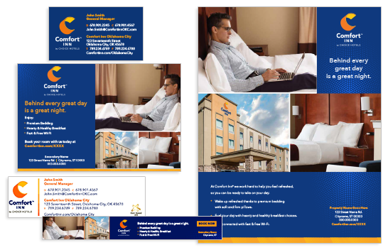 Collage of Cambria Hotels marketing materials.