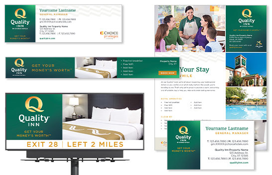 Collage of Cambria Hotels marketing materials.