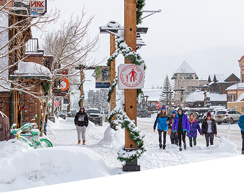 People walking down main street