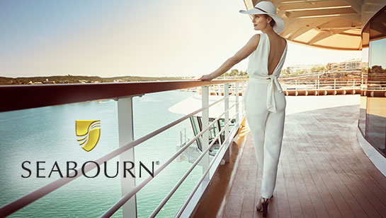 Woman on the deck of a Seabourn luxury ship