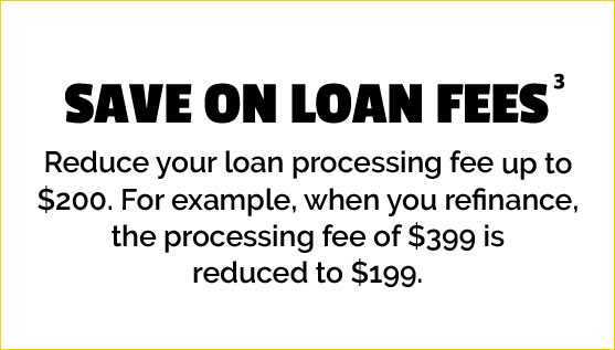 Save on Loan Fees - Reduce your loan processing fee up to $200.