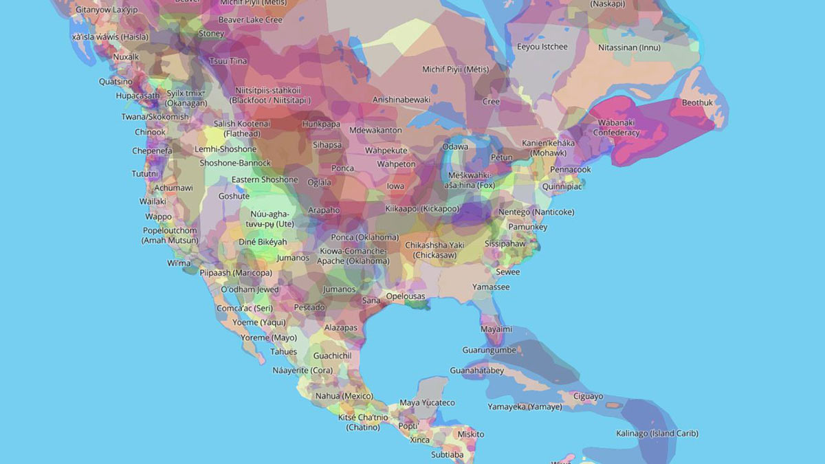 A map of the indigenous lands of North America, courtesy of native-land.ca