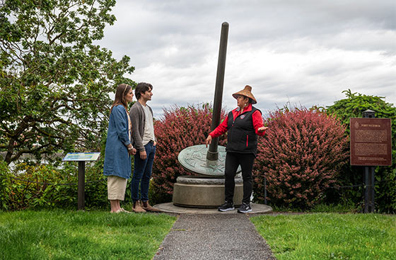 Two people visiting an indigenous historical site