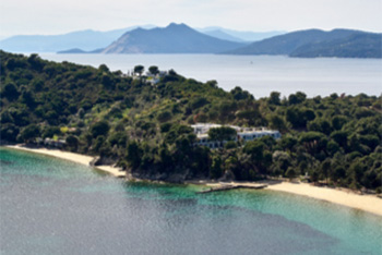 Aerial image of island resort