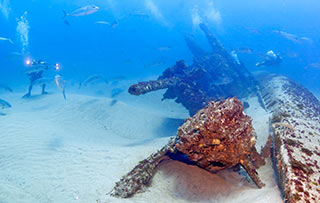 Divers exploring wreck