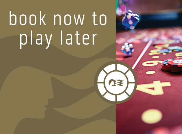 Close-up image of a craps table and casino chips. | book now to play later