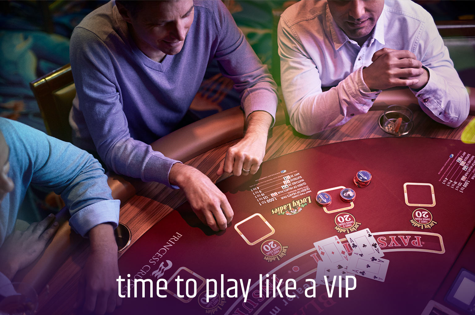 A group of friends at a blackjack table