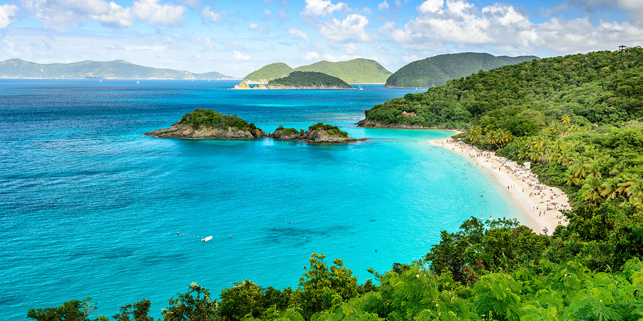 A view of the Trunk Bay coastline