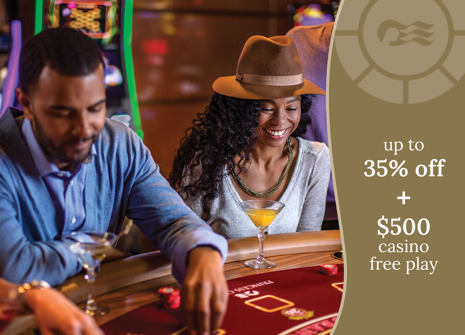 Up to 35% off + $500 casino free play!
