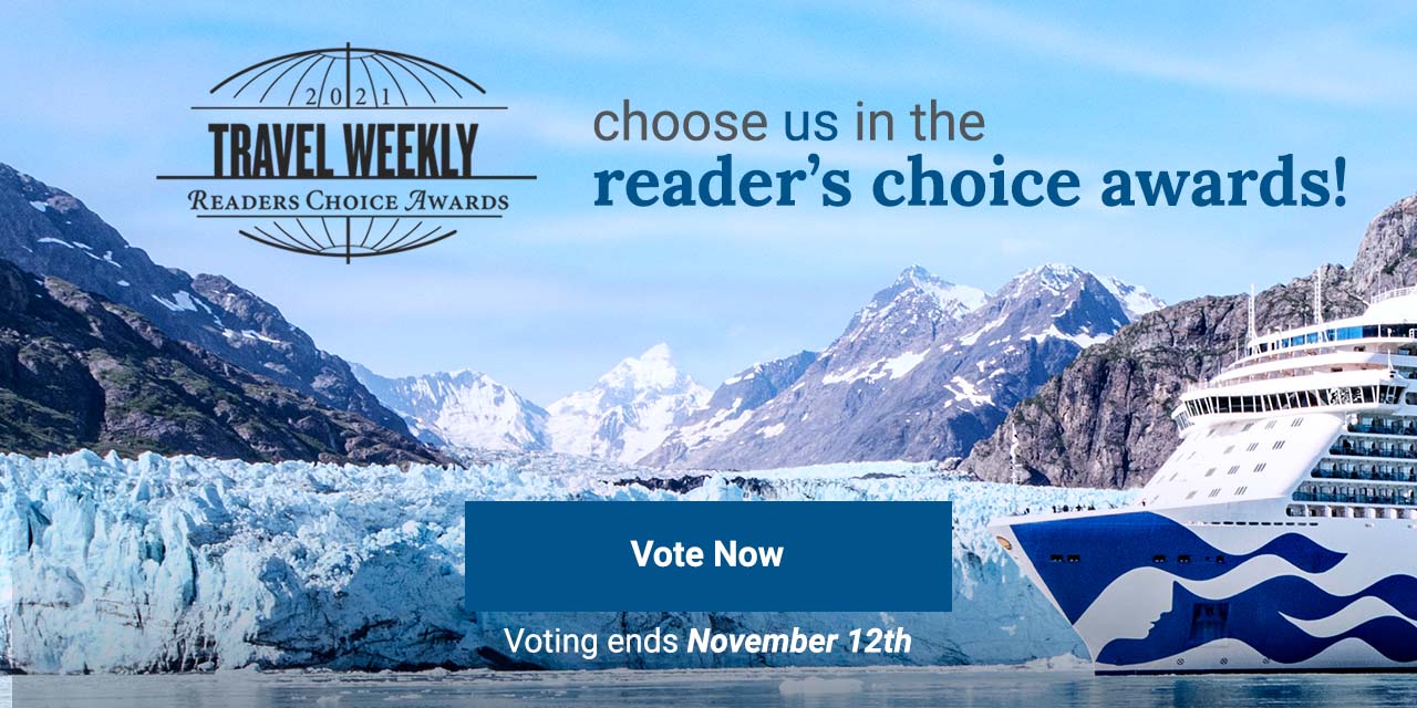 Travel Weekly readers choice awards. Choose us in the reader's choice awards. Voting ends November 12th. Click to Vote now