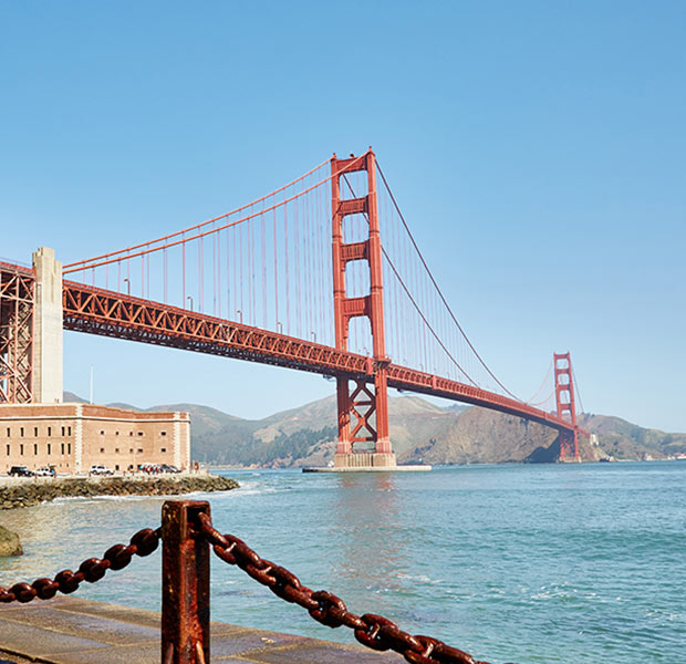 The Golden Gate Bridge in San Francisco. Click here to book.