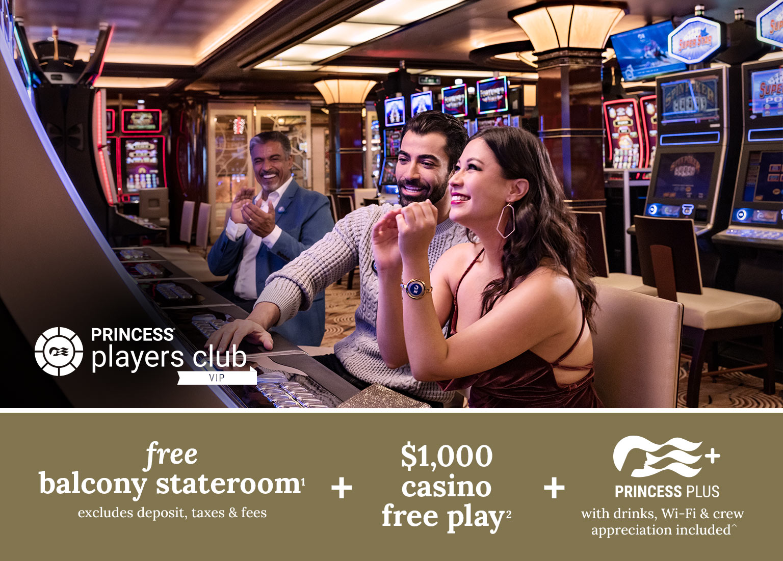 Free balcony stateroom + $1,000 casino free play + Princess Plus with free drinks, Wi-Fi & crew appreciation included. Click here to book.