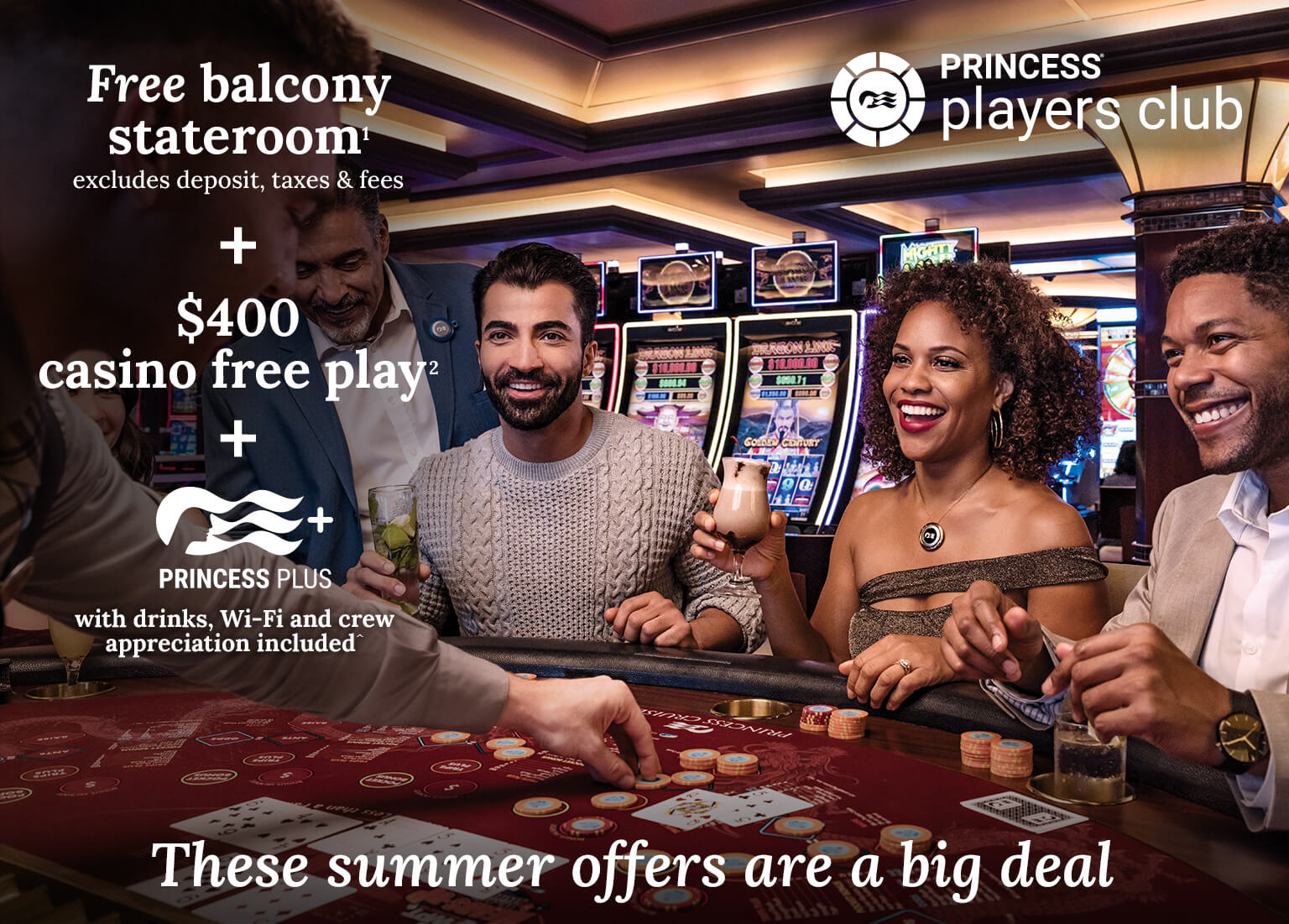 free balcony stateroom + $400 casino free play + Princess Plus. Click here to book.