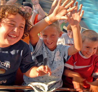 Kids on a rollercoaster