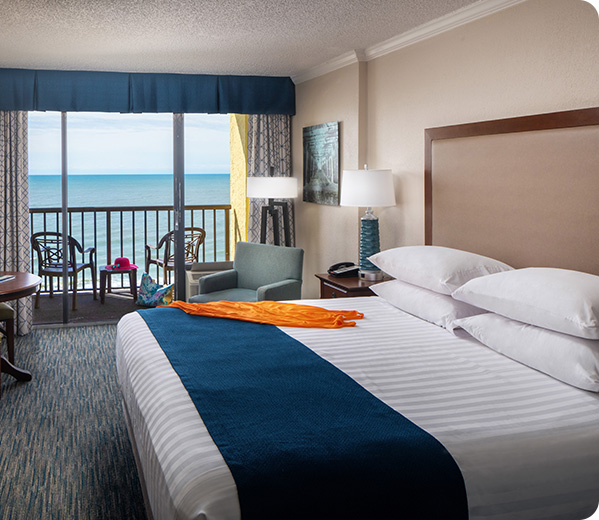 Interior photo of a room with an ocean view.